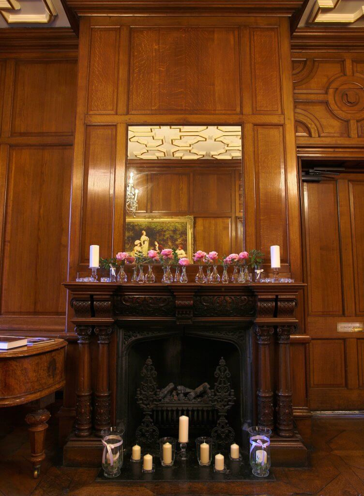 A picture of the oak-panelled hallway. Hall event hire for your special event.