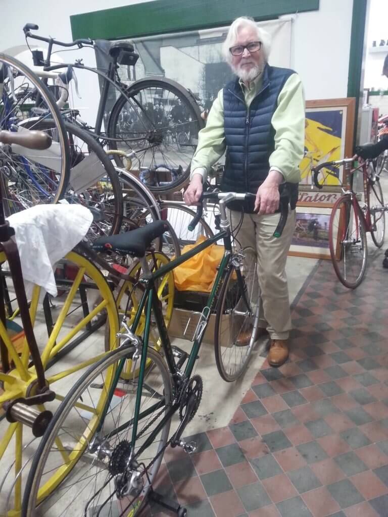 Paul working on one of his bikes at the Cycle Museum