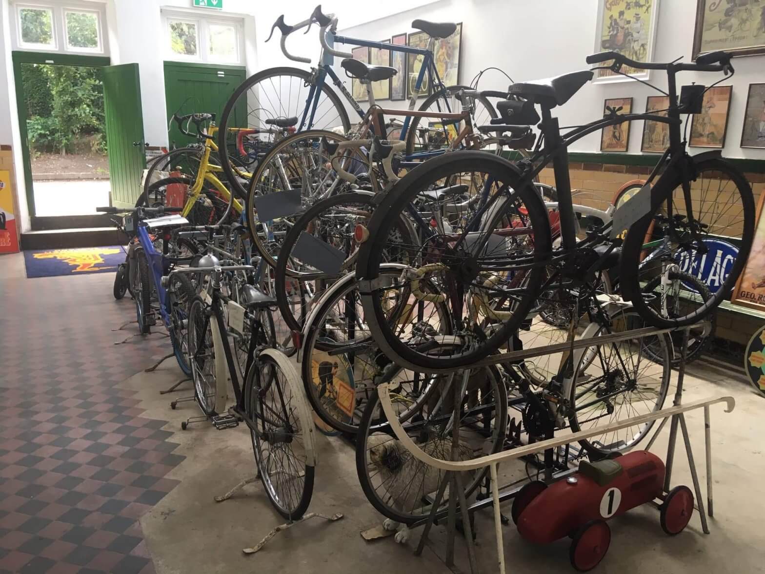 Bikes on display at the Cycle Museum at Walton Hall and Gardens