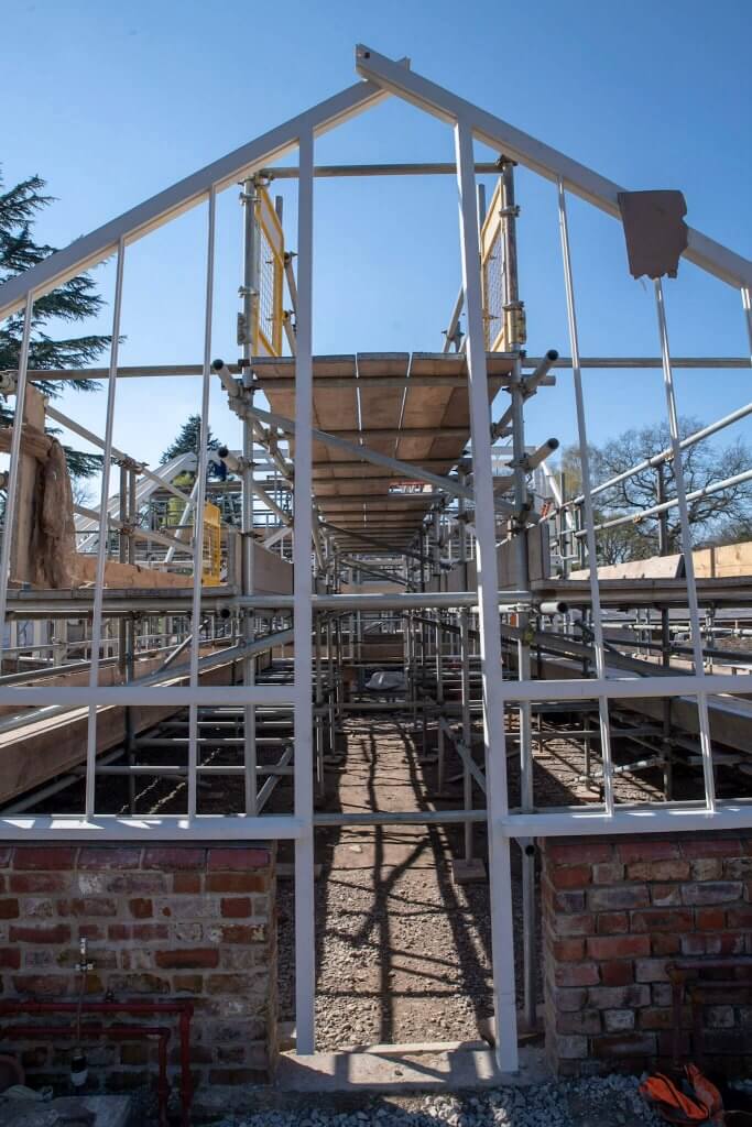 Timber frames on the site of the glasshouses restoration