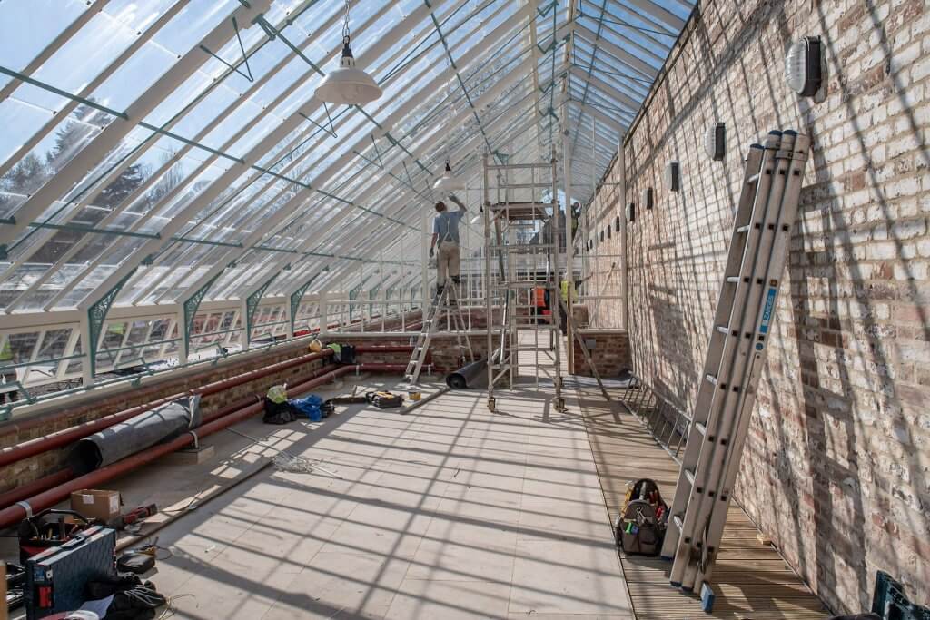 A picture of the conservatories waiting for glass