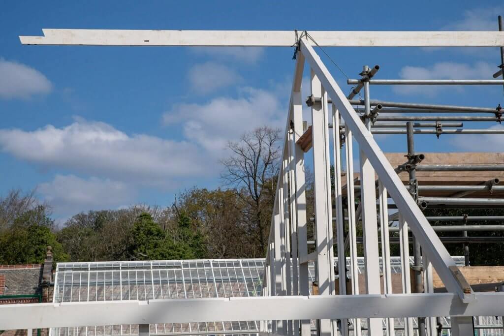 Glasshouse frame in the sunshine