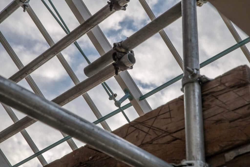 Close up of scaffold and ironwork