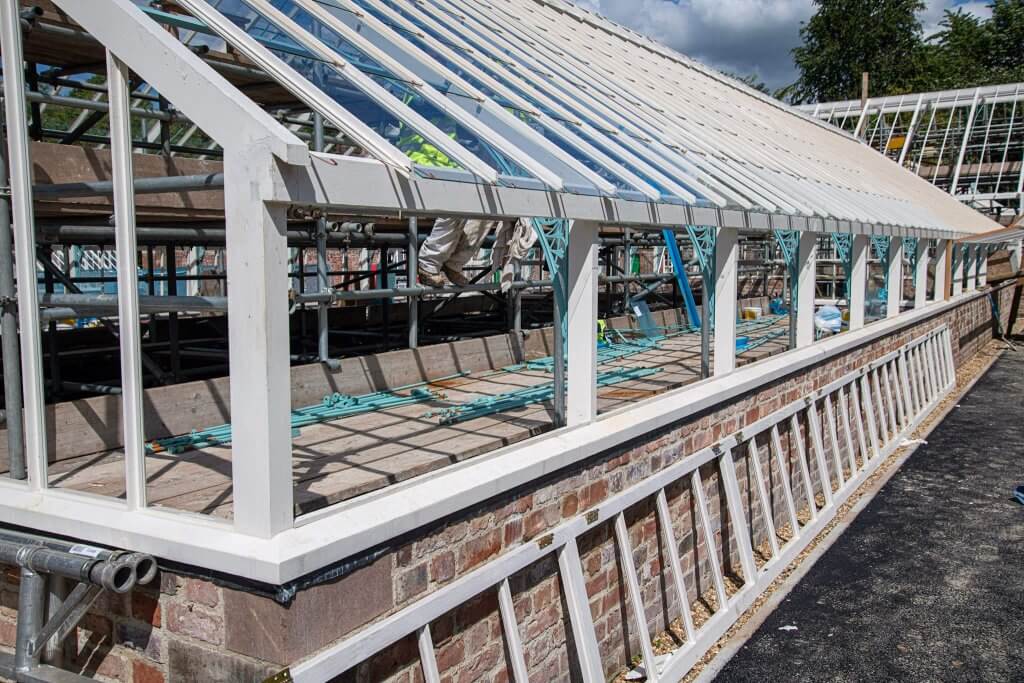 Glasshouses restoration gallery image of the timber frames without glass