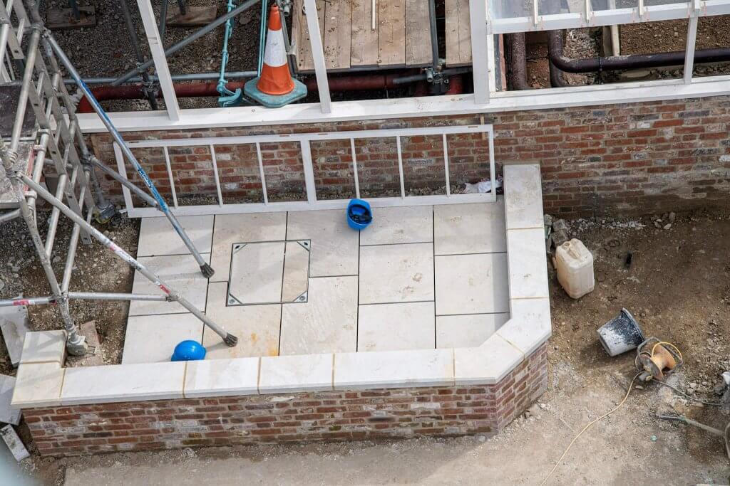 Ariel view of the conservatory restoration. Part of the glasshouses restoration gallery