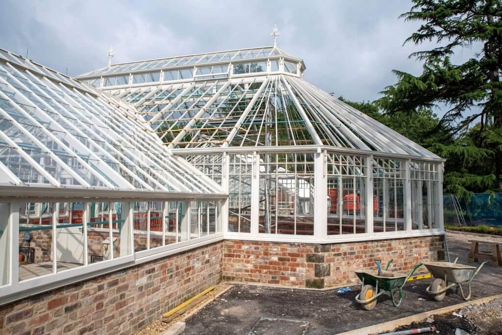 Timber ready for glass at the conservatory building site