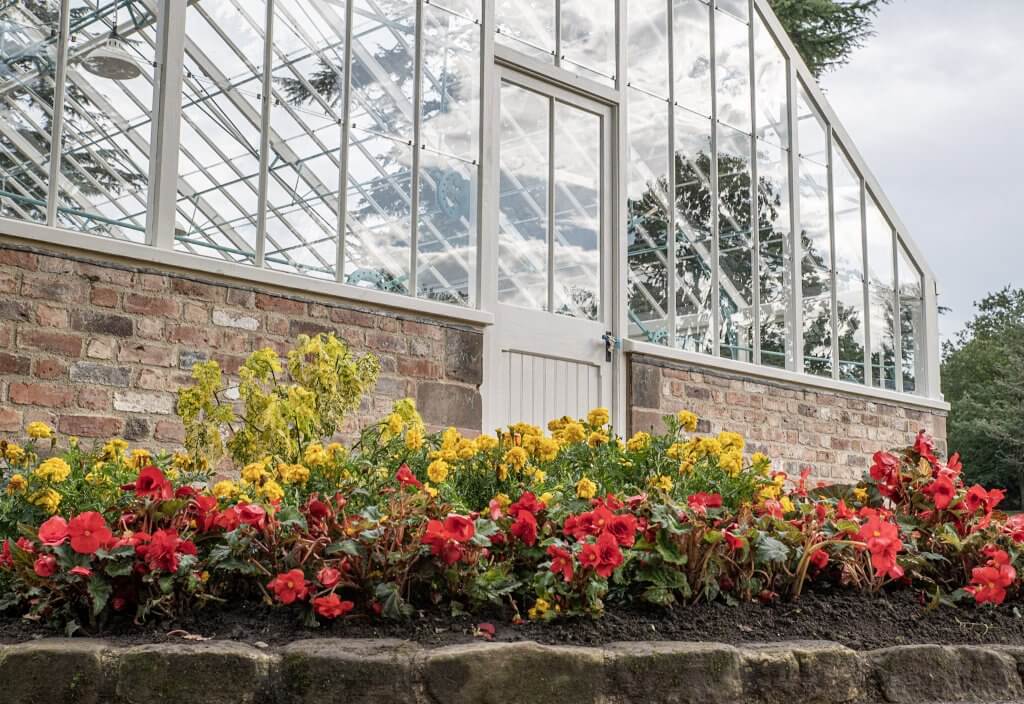 The entrance of the glasshouses now a place of learning