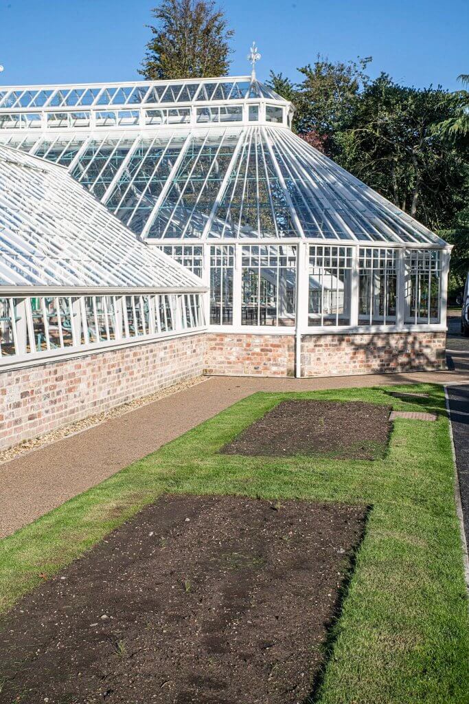 New lawns laid down at the glasshouses at Walton Hall and Gardens