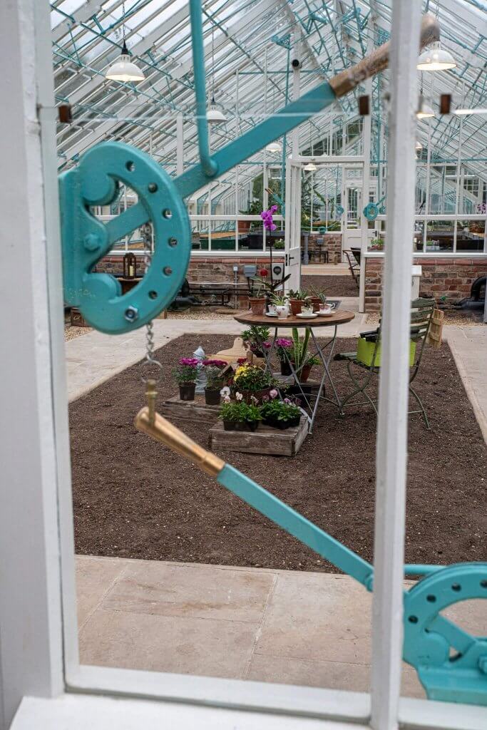 A close up of the ironwork at the glasshouses opening ceremony