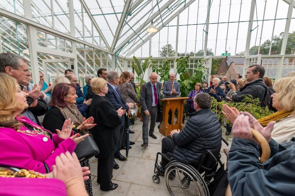 The speeches at the glasshouses opening ceremony