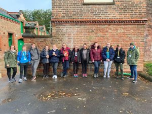 Myerscough students gathered outside the conservatories and glasshouses at Walton Hall and Gardens