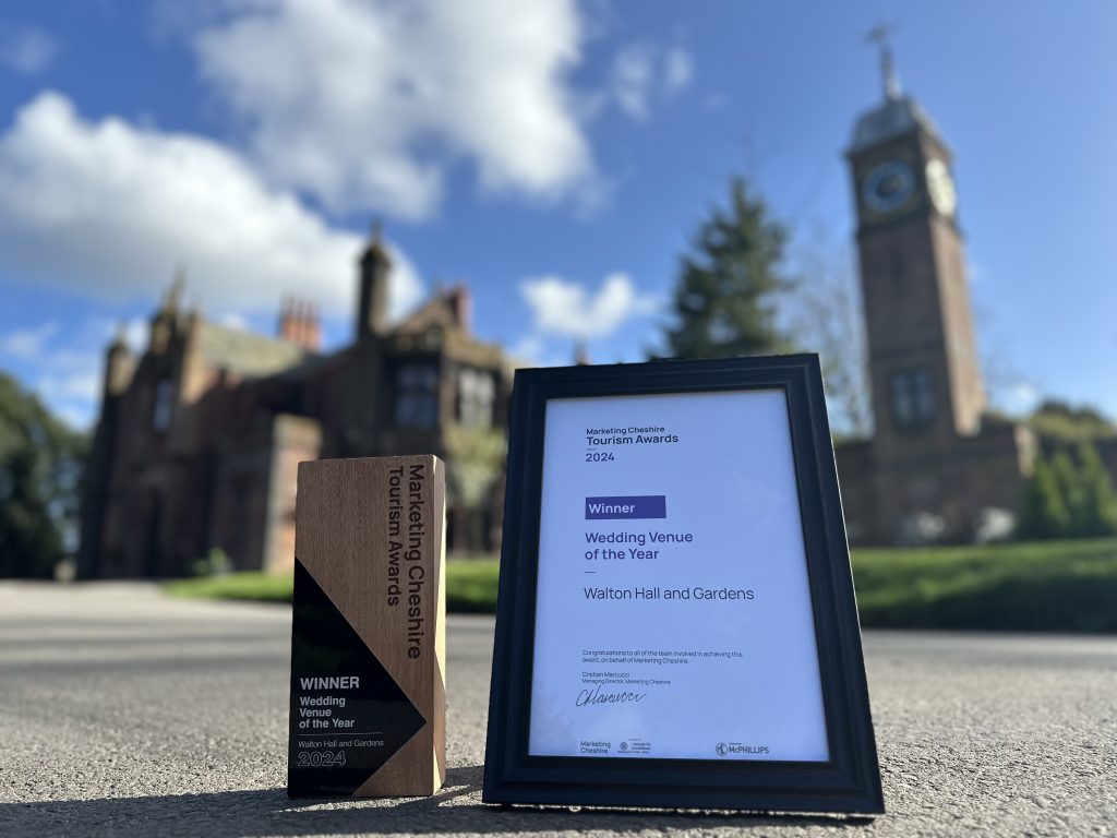 Wedding venue of the year award in front of Walton Hall