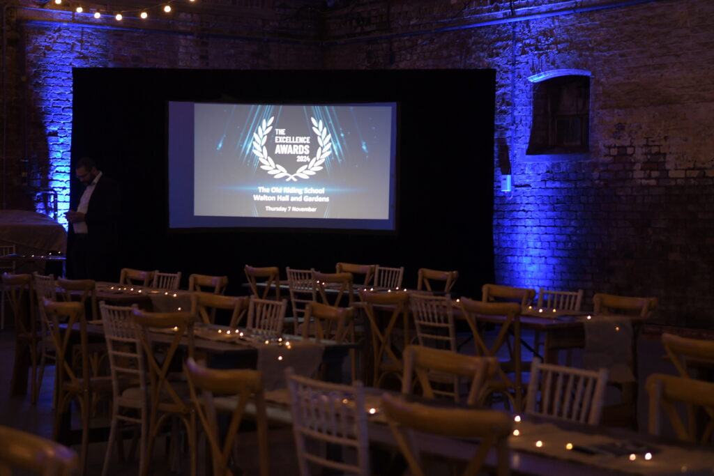 An awards event set up within the Old Riding School