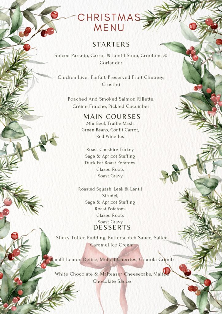 Christmas party menu choices