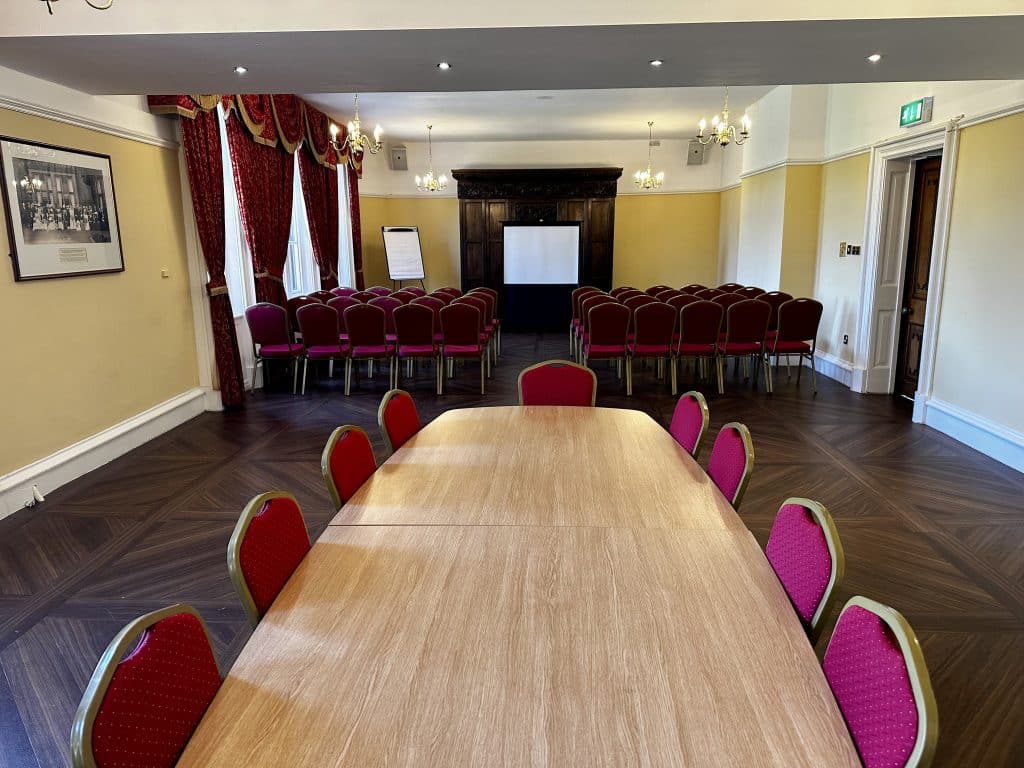 Ruby Room with dual theatre and boardroom styles.